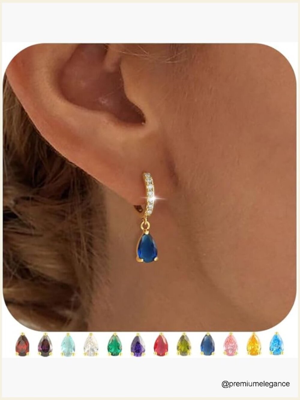14K Gold Plated Dangle Drop Hoop Earrings Hypoallergenic